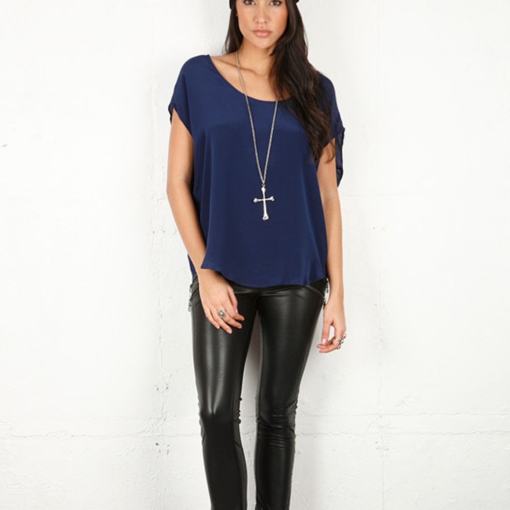 Navy Cape Top by Emerson Thorpe